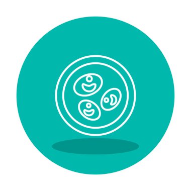 Bakteri petri kabı ve bakteri vektör simgesi 