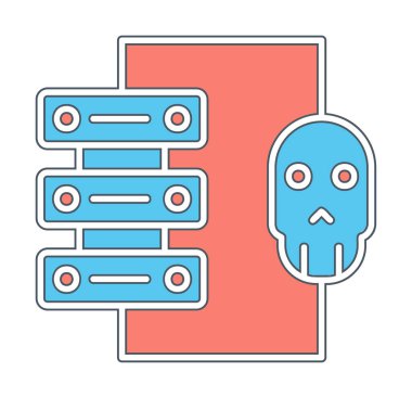 veri merkezi ve Hackleme simgesi illüstrasyonu