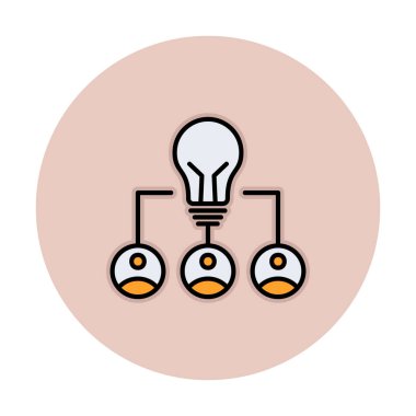 Takım Fikri, ampul ve iş dünyası ikonu, vektör illüstrasyonu