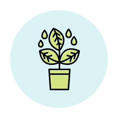 Yapraklı saksıda bitki, vektör çizimi 