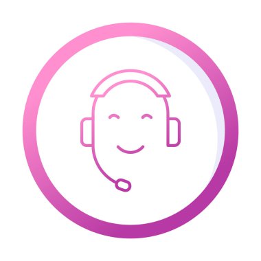 Kulaklık ve gülücükle yüzün vektör çizimi, Çağrı Merkezi kavramı