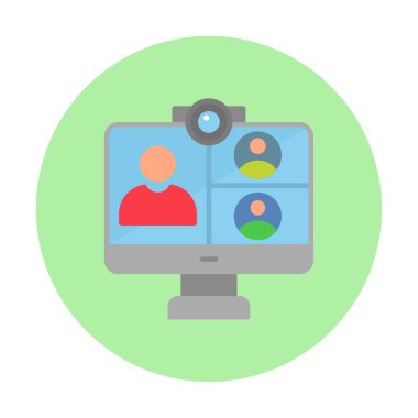 Basit çevrimiçi toplantı simgesi, vektör illüstrasyonu