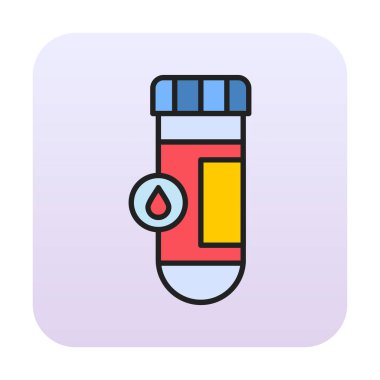 Kan testi tüpü ana hat vektör simgesi. Laboratuvar test sembolü, logo illüstrasyonu.