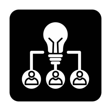 Takım Fikri, ampul ve iş dünyası ikonu, vektör illüstrasyonu