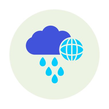 Dünya yağmurlu bir gün. Web simgesi basit tasarım