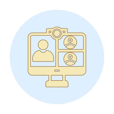 Basit çevrimiçi toplantı simgesi, vektör illüstrasyonu