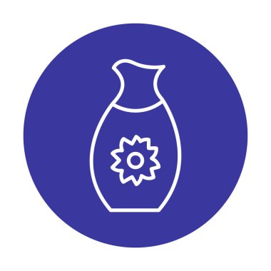 Vektör illüstrasyonu, sakeli kavanoz ikonu, Japon geleneksel alkol içeceği. 