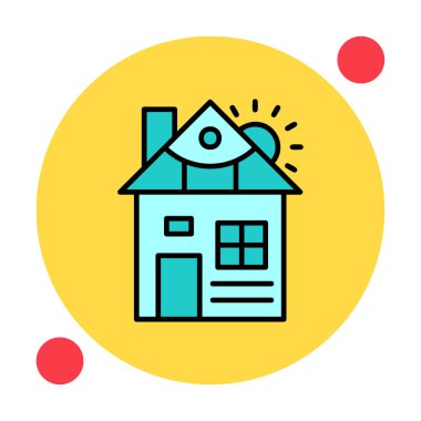 ev düz simgesi, vektör illüstrasyonu 