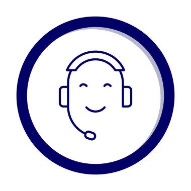 Kulaklık ve gülücükle yüzün vektör çizimi, Çağrı Merkezi kavramı