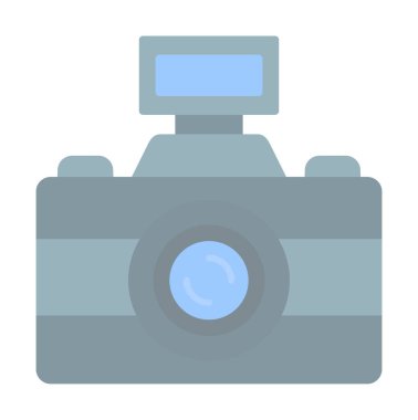 Basit düz kamera ikonu vektör illüstrasyonu