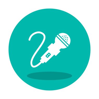 mikrofon simgesi uzun mavi arkaplanda izole edildi.