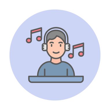 DJ avatar web simgesi, vektör illüstrasyonu 