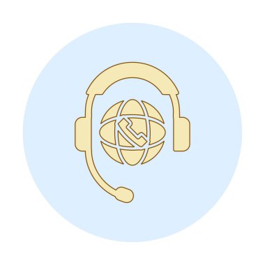 Basit Dünya Çağrı Merkezi Desteği simgesi, vektör illüstrasyonu