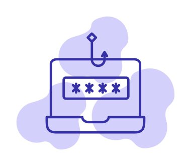 E- posta phishing satır simgesi. Mobil konsept ve web tasarımı için posta dolandırıcılığı stili işareti. Sembol, logo çizimi. Vektör grafikleri