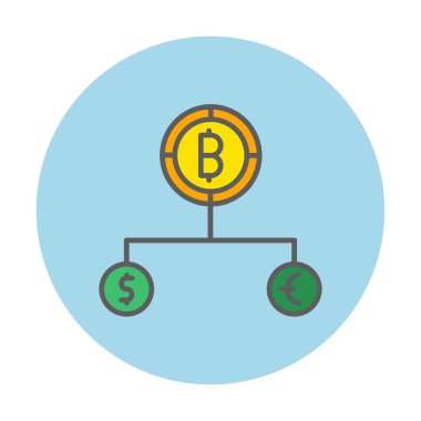 Para birimi yapısını bitcoin, dolar ve avro sembolleriyle böl 