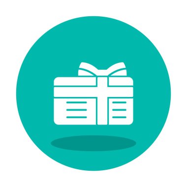 Kurdeleli hediye kutusu ve yay düz simge, vektör illüstrasyonu