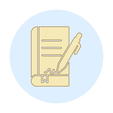 Basit Kitap İmzalama simgesi, vektör illüstrasyonu