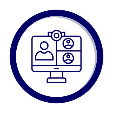 Basit çevrimiçi toplantı simgesi, vektör illüstrasyonu