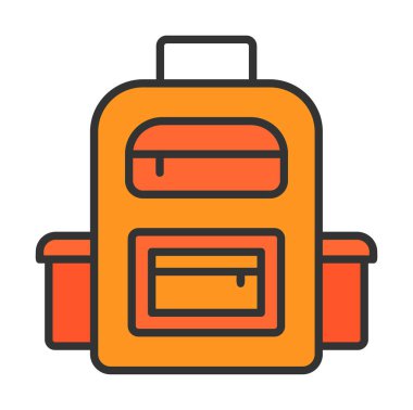 Sırt çantası düz simge vektör çizimi