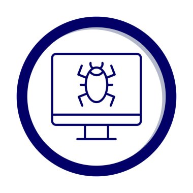 Basit Bilgisayar Virüsü simgesi, vektör illüstrasyonu