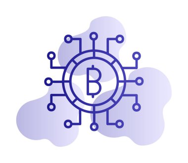 Bitcoin işareti, vektör illüstrasyonlu dijital para simgesi 