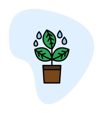 Yapraklı saksıda bitki, vektör çizimi 