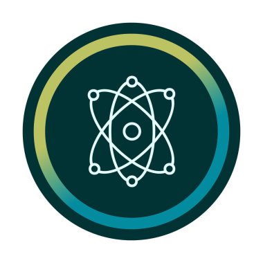 Moda düz biçimli atom simgesi, bilim simgesi vektör illüstrasyonu                     