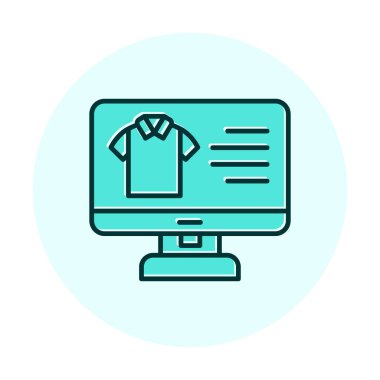 Basit Kumaş Çevrimiçi Alışveriş simgesi, vektör illüstrasyonu