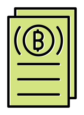 Belgeler ve bitcoin simgesinin vektör illüstrasyonu 