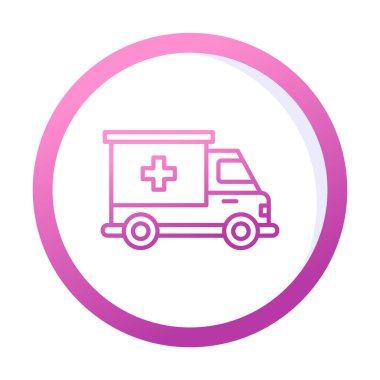 ambulans araba simgesi, renk vektörü çizimi