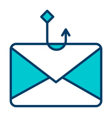 E- posta phishing satır simgesi. Mobil konsept ve web tasarımı için posta dolandırıcılığı stili işareti. Sembol, logo çizimi. Vektör grafikleri