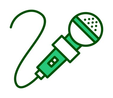 mikrofon simgesi uzun mavi arkaplanda izole edildi.