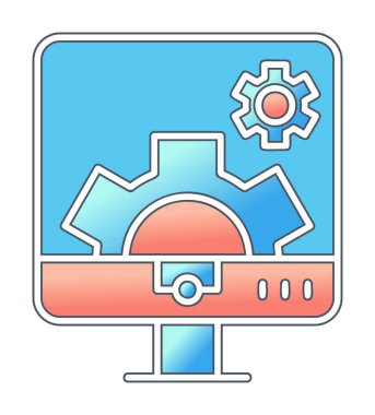 Bilgisayar ayarları simgesi, vektör çizim