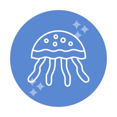 Denizanası. Web simgesi basit illüstrasyon                       