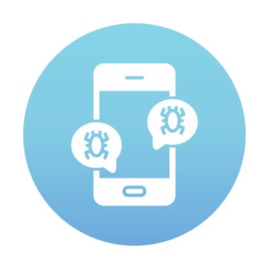 akıllı telefon virüslerle enfekte, vektör illüstrasyonu basit tasarım