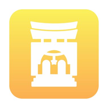 Basit antik Asya Tapınağı simgesi, vektör illüstrasyonu