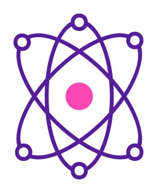 Moda düz biçimli atom simgesi, bilim simgesi vektör illüstrasyonu                     