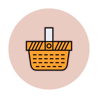 piknik sepeti web simgesi, vektör illüstrasyonu 