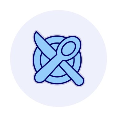 bıçak ve çatal tabakta, yemek ikonu, vektör illüstrasyonu  