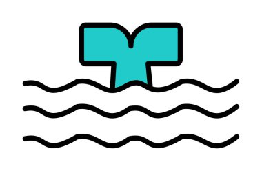 Moda tarzında izole edilmiş arka planda su ikonu olan balina kuyruğu