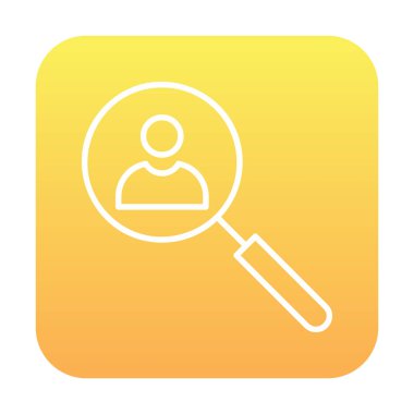 Arama simgesi, insan avatarıyla büyüteç, vektör illüstrasyonu