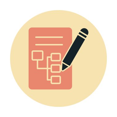 Kalem simgesi ile yazma Planı, vektör illüstrasyonu basit  