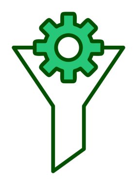 Vites simgesiyle filtre hunisi, vektör illüstrasyonu