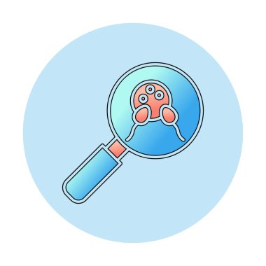 Büyüteç cam simgesi, vektör illüstrasyonlu bakteri denetimi  