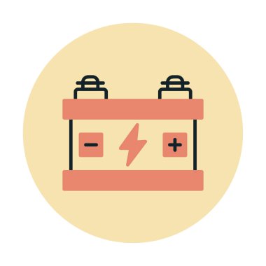 Araba aküsü simgesi. Ağ için Kataloglayıcı imza vektör simgesinin düz çizimi.