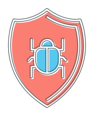 Antivirüs kalkan koruma simgesi vektör illüstrasyonu 