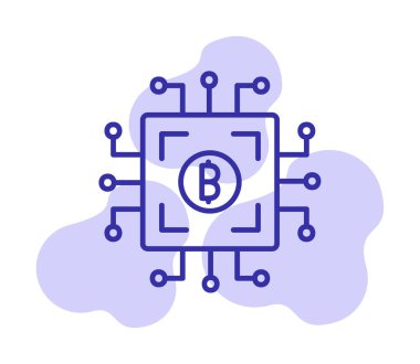 Bitcoin Madeni İşlemcisi (BTC) simgesi, vektör illüstrasyonu 