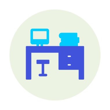 düz ofis masa simgesi vektör illüstrasyonu