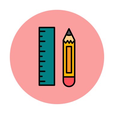 Kalem ve cetveli satırı simgesi, vektör çizim