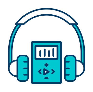 Düz kulaklık simgesi, web afişi, web ve mobil, bilgi grafikleri için vektör illüstrasyon kavramı.